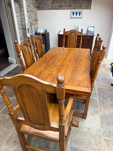 Wood brown oak table - brown,