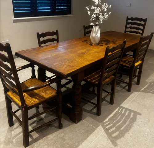 Brown oak rectangular dining - oak,