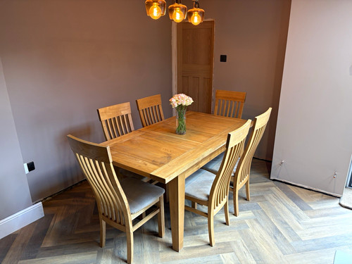 Solid oak dining table set - solid,