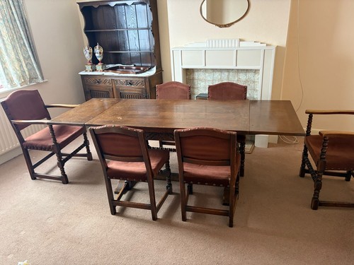 Solid oak dining table - table, and