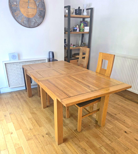 Solid oak dining table - table, 6
