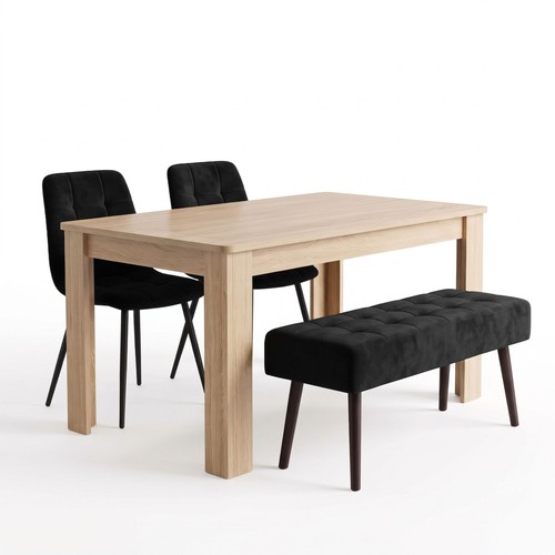 Dining set with oak effect - set,