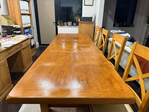 Solid oak wooden dining table - oak,