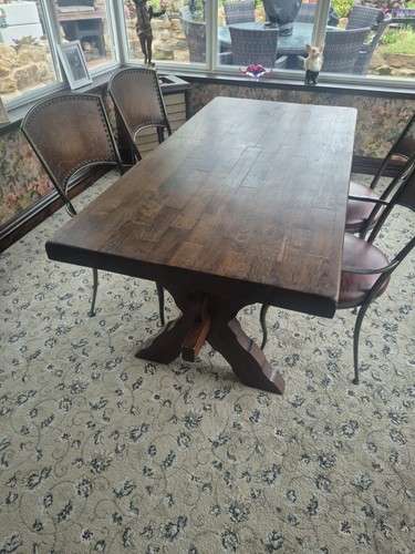 Solid oak dining table - solid, 4