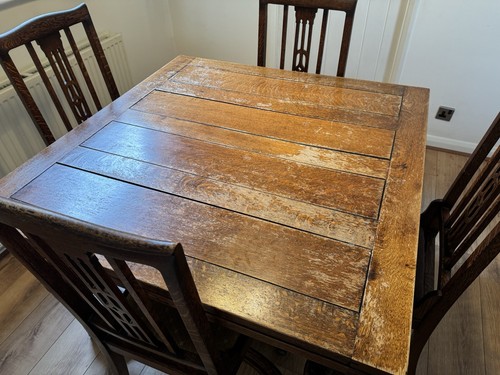 Square oak dining table - square,