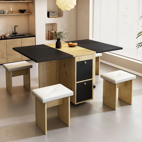 Extendable dining table set - table,
