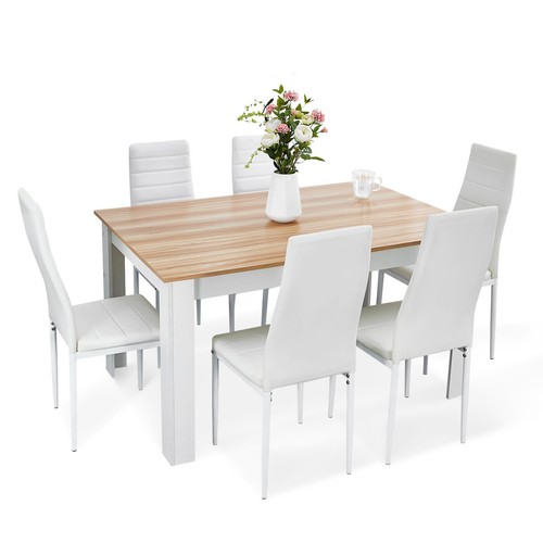 Oak dining table set 6 - table, w/