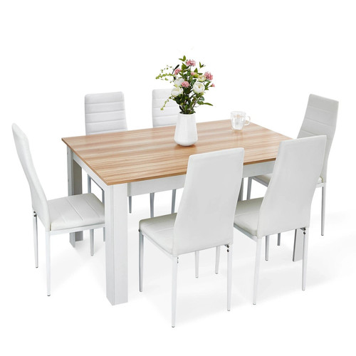 Oak dining table set 6 - table, w/